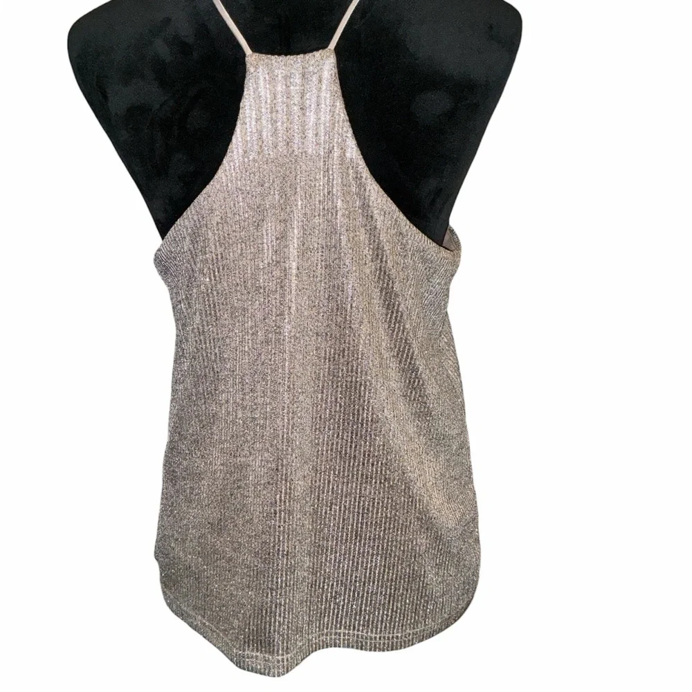 bishop + young Lined Shimmer Racerback Tank Top, Size Large - Picture 2 of 3